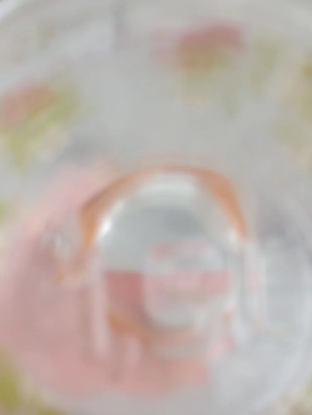 Vintage Clear Glass Round 1.5 Liter Strawberry/Floral Canister. Red Green Yellow